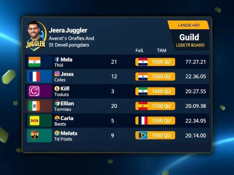 Top Jeera Juggler Guilds in India Jeera Juggler guild leaderboard showing top Indian teams